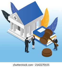 Supreme court - Judge Federal Authority isometric 3d vector illustration for banner, website, illustration, landing page, template, etc