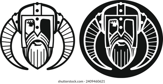 Supreme deity of Norse mythology Odin wearing horned helmet