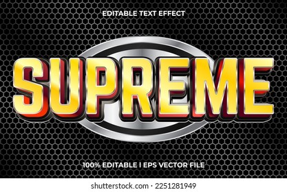 Supreme editable text effect, lettering typography font style, glossy 3d text for tittle