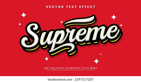 Supreme editable text style effect. Vector text effect.