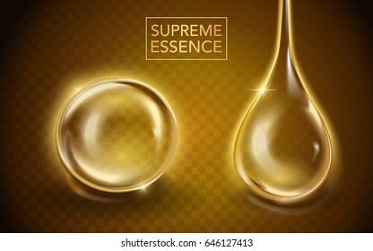Supreme essence template, translucent essence oil with different shape in 3d illustration