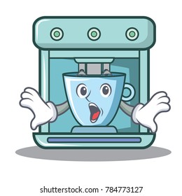 Suprised coffee maker character cartoon