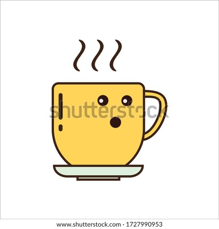 Suprised Expression of Yellow Coffee Cup Vector Design