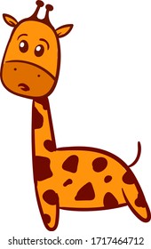 Suprised giraffe, illustration, vector on white background