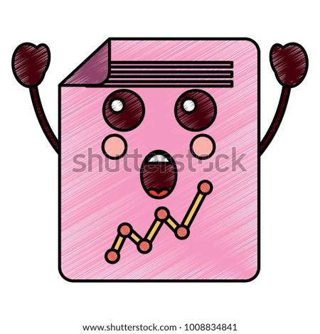 suprised graph chart kawaii icon image 