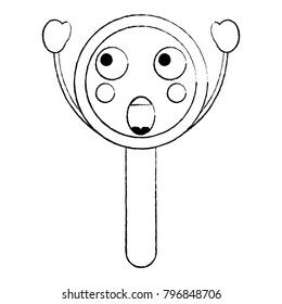 suprised magnifying glass kawaii icon image 