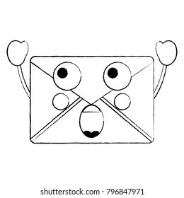 suprised message envelope kawaii icon image