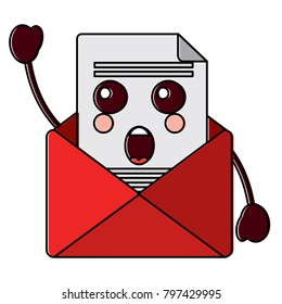 suprised message envelope kawaii icon image 