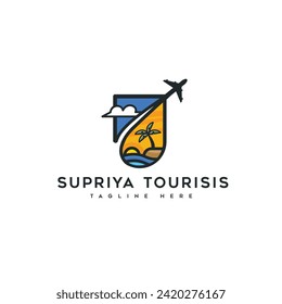 Supriya turistas logotipo plantilla dinámica plana