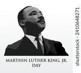 Surabaya, 10 January 2024: Vector illustration for Martin Luther King Jr, Martin Luther King Jr, Martin Luther king day