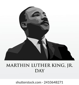 Surabaya, 10 de enero de 2024: Ilustración vectorial para Martin Luther King Jr, Martin Luther King Jr, Día rey Martin Luther