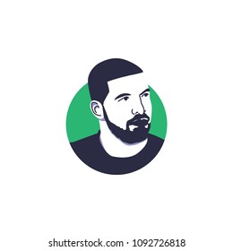 Surabaya, 17 May 2018, Singer And Rapper, Drake Vector Illustration Face