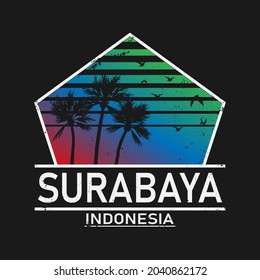 Surabaya schöne Stadt in der Welt. Vektorgrafik