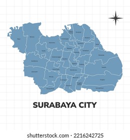 Surabaya city map illustration. Map of cities in Indonesia svg
