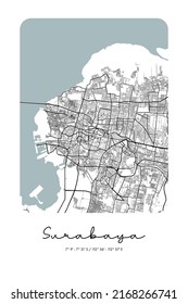Surabaya City Map Poster Design Vector. Minimalist City Map Poster Vector