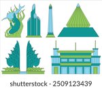 Surabaya Indonesia East Java historical landmarks places tourism destination culture City of Heroes set collection design