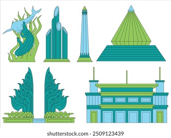 Surabaya Indonésia East Java monumentos históricos lugares turismo destino cultura Cidade de Heróis definir coleção design