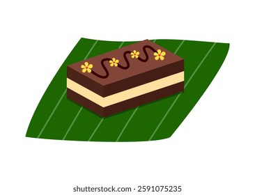Surabaya Layered Cake on Banana Leaf. Indonesian Traditional Cake
