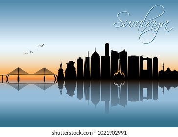 Surabaya skyline - Java, Indonesia - vector illustration