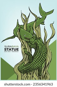 Surabaya Statue Vector illustration. Icon of the city of Surabaya-Indonesia