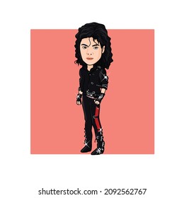 Surakarta Indonesia - December 18 2021 , Michael Jackson Potrait Caricature Illustration