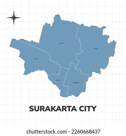 Surakarta or Solo city map illustration. Map of cities in Indonesia