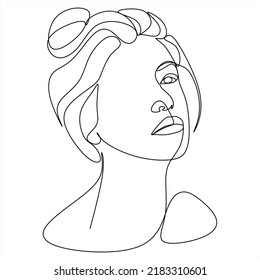 Sural Faces Continuous line, drawing of set faces and hairstyle, refashion concept, woman beauty minimalist, vector illustration. Contemporary portrait