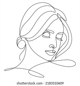 Sural Faces Continuous line, drawing of set faces and hairstyle, refashion concept, woman beauty minimalist, vector illustration. Contemporary portrait