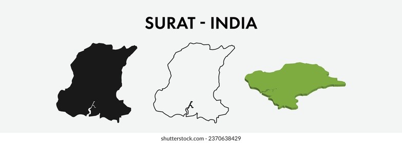 Surat India city map set vector illustration design isolated on white background. Concept of travel and geography.