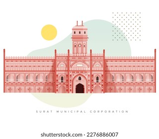 Surat Municipal Corporation - Mughal Sarai - Icon Illustration as EPS 10 File  