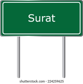 Surat road sign green vector illustration, road table