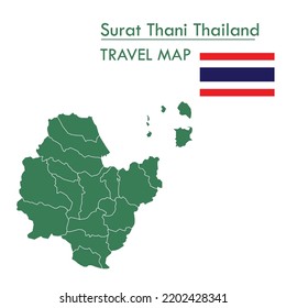 Surat Thani Province Map green map is one of the provinces of Thailand