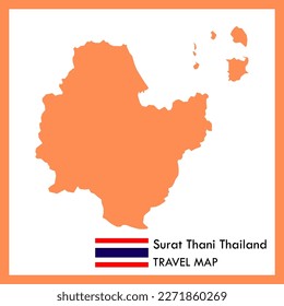 Surat Thani province orange map is one of Thailand with flag icon.