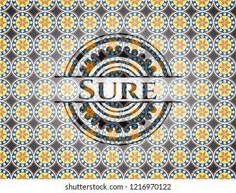 Sure arabic style emblem. Arabesque decoration.