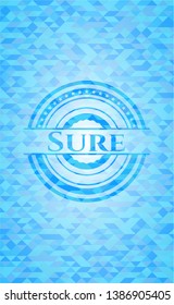 Sure realistic light blue mosaic emblem