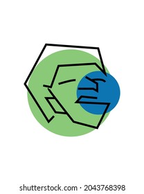 surealist face design vector. colorful, line drawing.