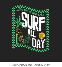 Surf All Day typography summer surfing beach t shirt design