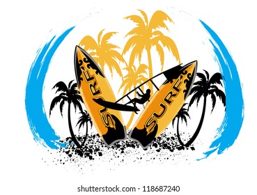 surf background with surfbard