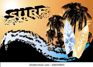 surf background with surfboard