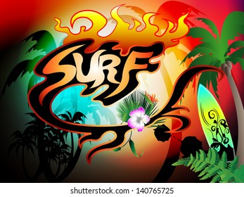 surf background with surfboard