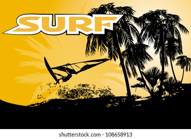 surf background with surfers