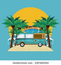 Vector Vintage Surfers Van Icon Set Stock Vector (Royalty Free ...