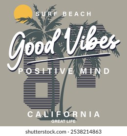Surf Beach Good Vibes Positive