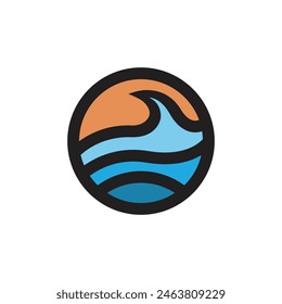 Diseño de logo de surf y playa y símbolo de icono