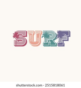 surf beach Typography palm tree t shirt design
