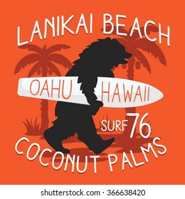 Surf beach typography, t-shirt graphics, vectors