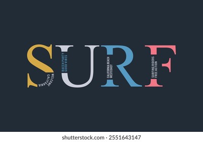 surf beach vector graphic design for tee print
