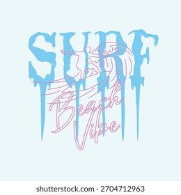 Surf Beach Vibes Line drawing vector graphic illustration