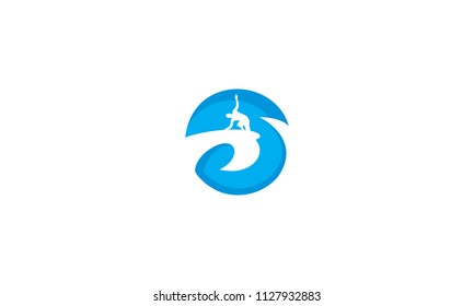 surf beach waves logo icon vector