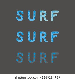 surf blue bubble text vector t shirt flat logo type design with adobe illustrator for print